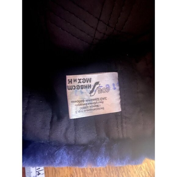 Vintage  Eastern European Army Green Wool Blue Fur Deatil Militray Flight Hat M - Picture 8 of 9